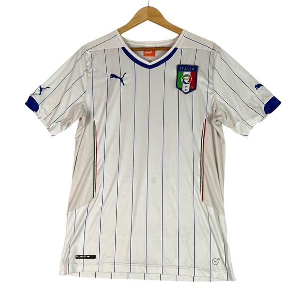 Italy Soccer Football Jersey Mens Large 2014 2015 Away White Blue Puma Fan Merch - Picture 1 of 12